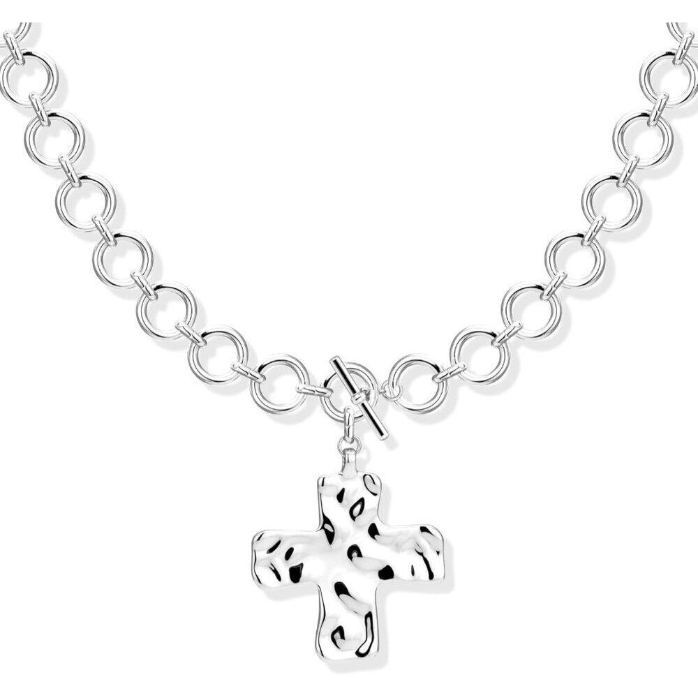 Women09 chunky silver cross 14K Gold Silver Cross Necklace - Non Tarnish Jewelry